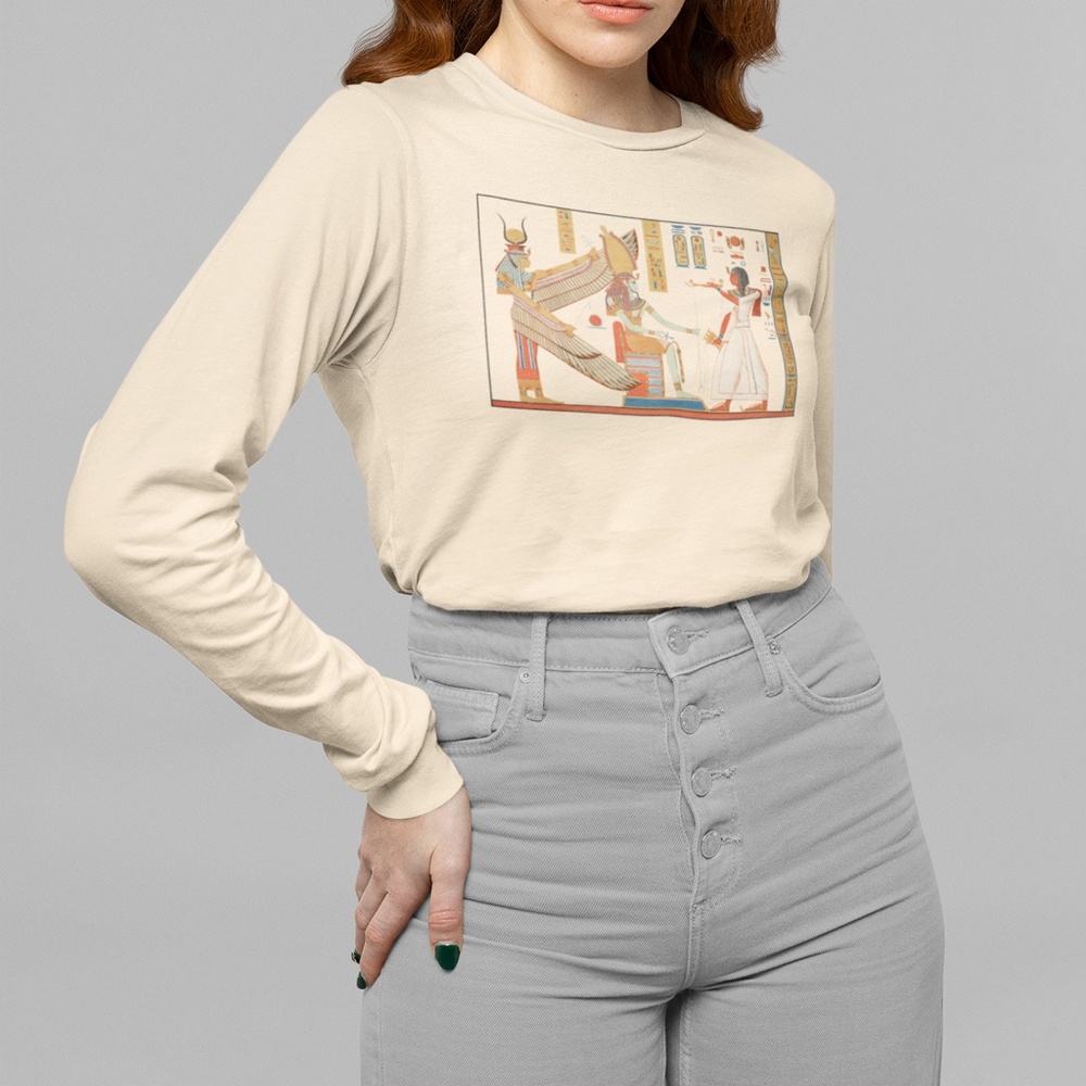Egyptian Pharaoh Ramesses IV VTG Print Long Sleeve Graphic Tee T-shirt S M L XL